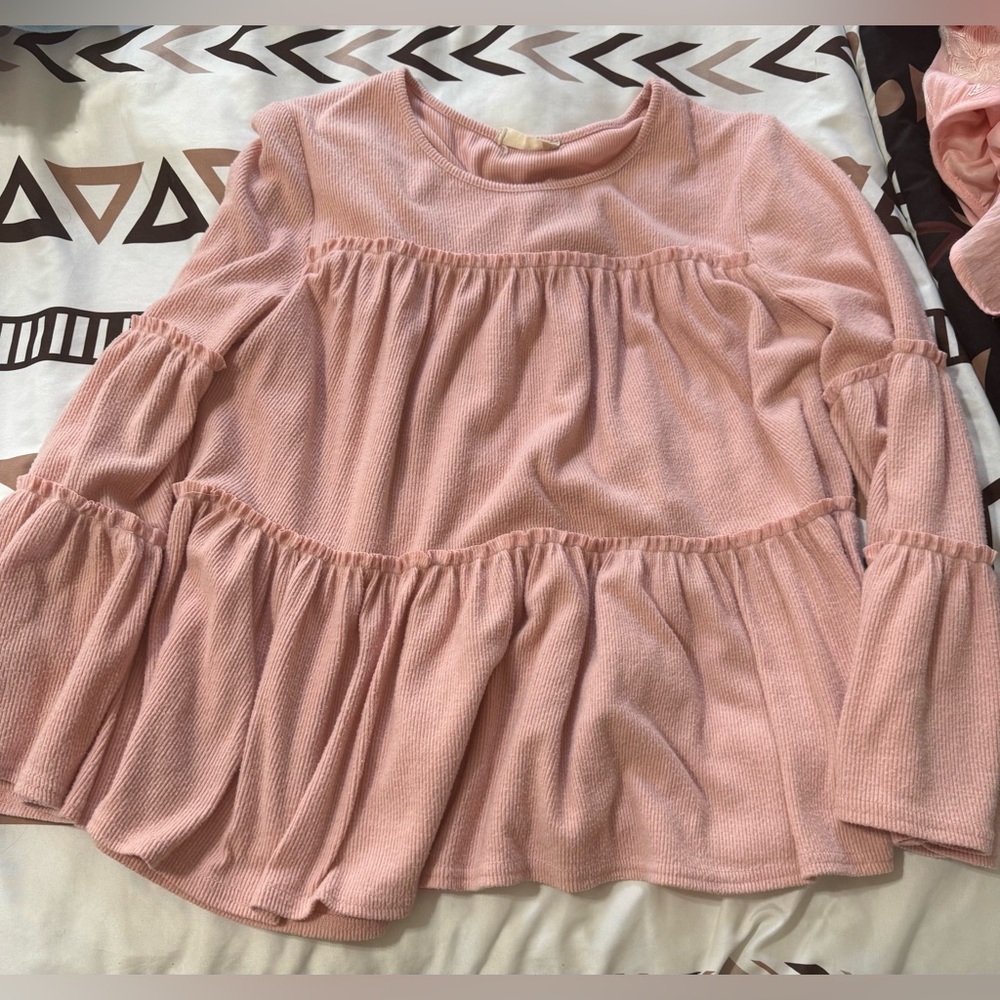 Altar'd State Pink Tiered Kids Blouse
